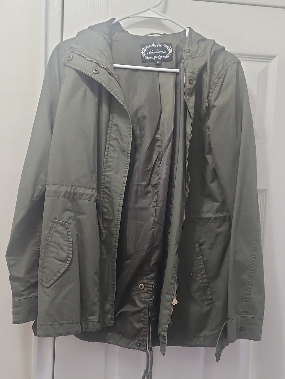 Ambiance Women Olive Hooded Military Field Jacket